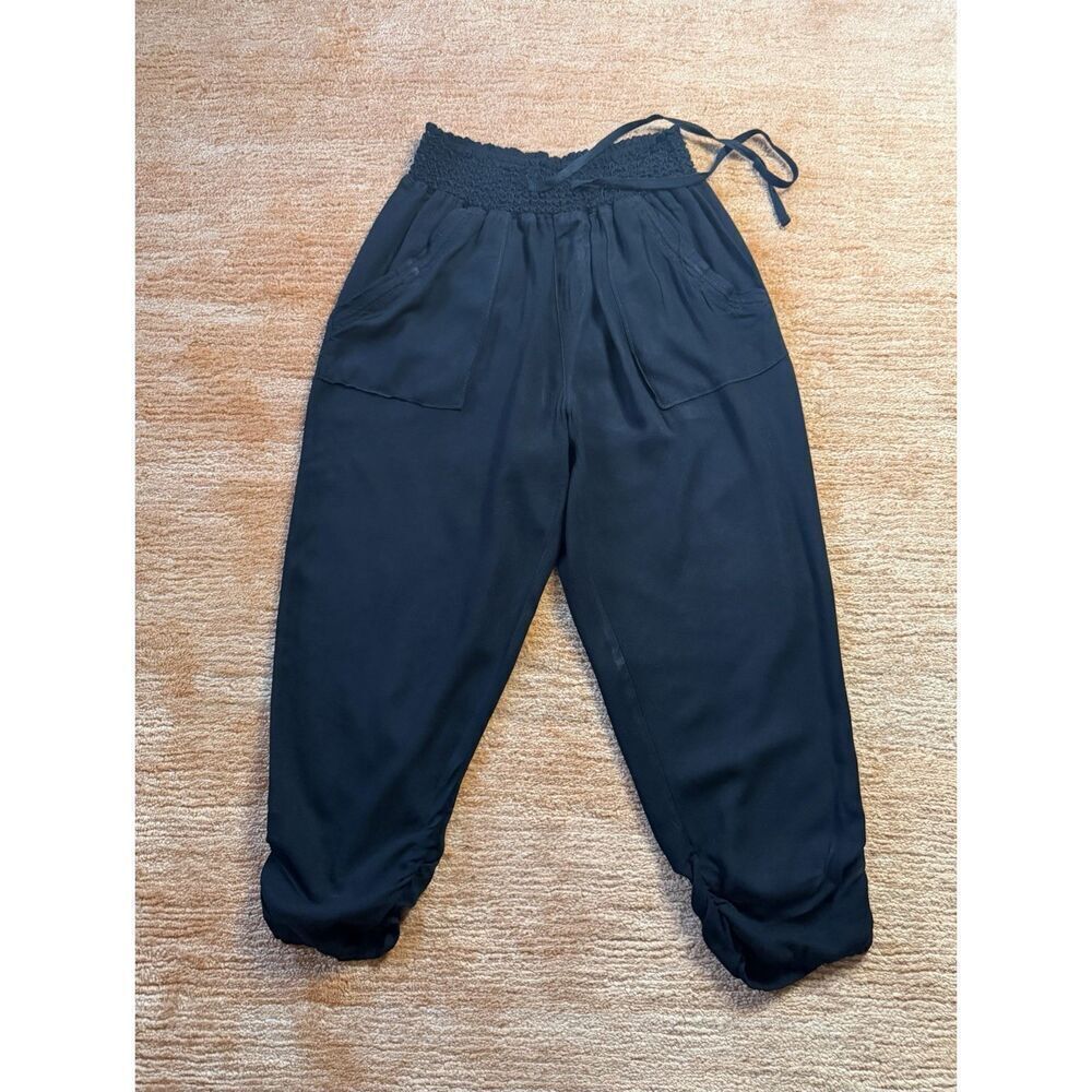 SoundStyle Black Harem Pants Size M Elastic Waist Drawstring Rayon